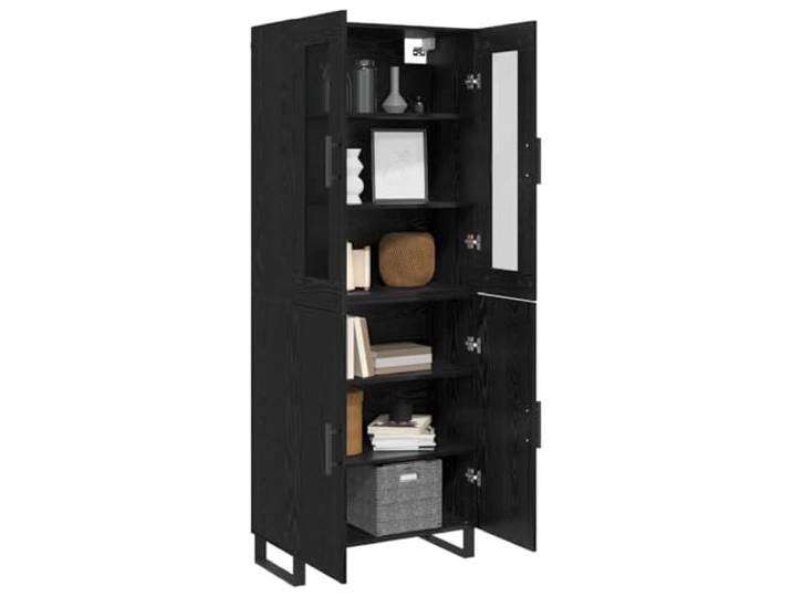KTHLBRH Sideboard 2 Stück Schwarze Eiche Mehrschichtholz Doppeltür, Glas, großer Raum, für Wohnzimmer und Esszimmer