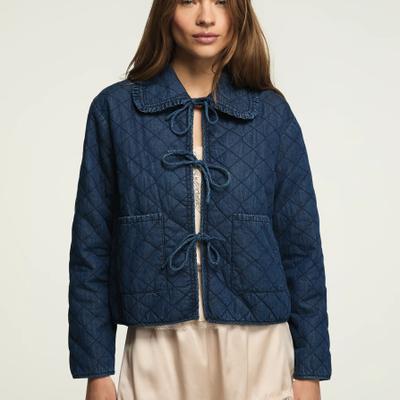 Lucky Brand Quilted Peter Pan Collar Jacket - Women's Clothing Outerwear Jackets Coats in Navy, Size S