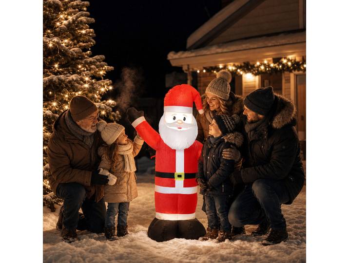 Outsunny Père Noël Gonflable 150cm Velouté Extérieur avec Sac