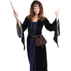 Metamorph Schwarz-blaues Hexenkleid (S)