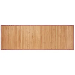 Relaxdays Bambusmatte, 61x182cm, feuchtigkeitsresistent, rutschfest, Bambus Fußmatte Bad, Flur, Küche, Badteppich, natur