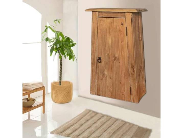 HWKQEQRF Bad-Wandschrank Massivholz Kiefer 42x23x70 cm Retro-Stil, rustikaler Charme, 1 Boden, einfache Montage, Kiefernholz, Badutensilien