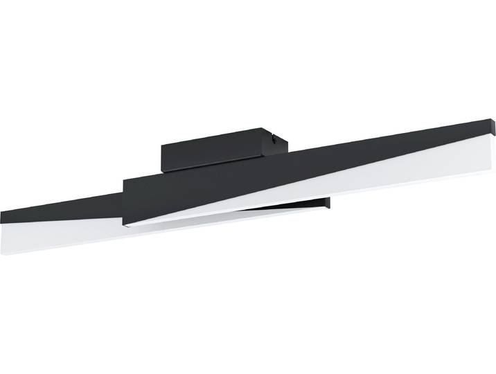 EGLO LED Lampe de plafond Isidro\, plafonnier à intensité variable\, lampe de salon plafond en métal et acrylique blanc et noir\, blanc chaud\, L 86 cm