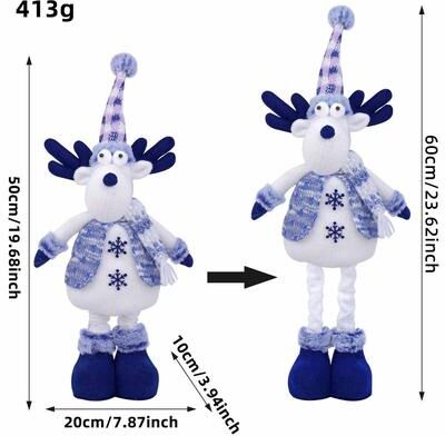 Discount Dollar Deals Blue Santa Claus, Reindeer, Snowman, Nordic Christmas Dolls, Stretchy Plush Hanging Ornament, Winter Home Decoration c3