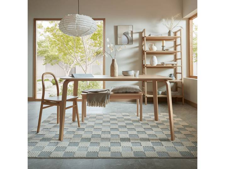 Kurzflorteppich Muted Blau/Blau 194 x 290cm Polyester/Baumwollstoff