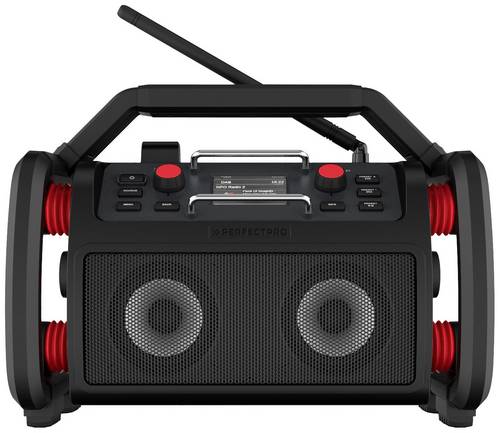 PerfectPro RockPro Baustellenradio DAB+, UKW AUX, Bluetooth, USB Akku-Ladefunktion, spritzwassergeschützt, staubdicht, stoßfest