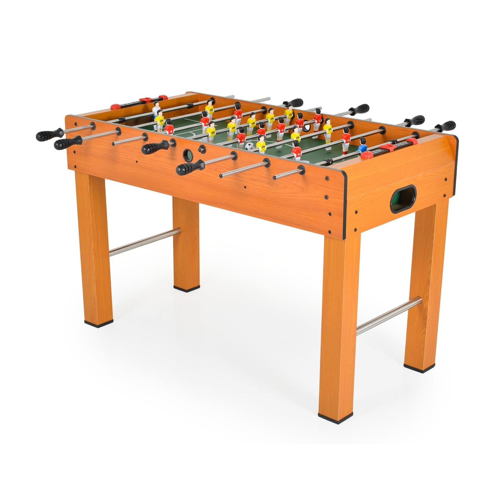 Moni Tischfußball 1019A Holz, Handschiebezähler, Kickertisch, 22 Figuren, Soccer braun