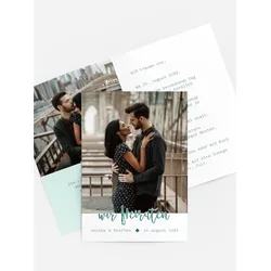 Einladung zur Hochzeit selbst gestalten mit Spruch und Fotos im Onlinedesigner bei Meine-Kartenmanufaktur.de