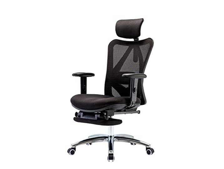 Mendler Bürostuhl HWC-J86 ergonomisch - mit Fußstütze, schwarz