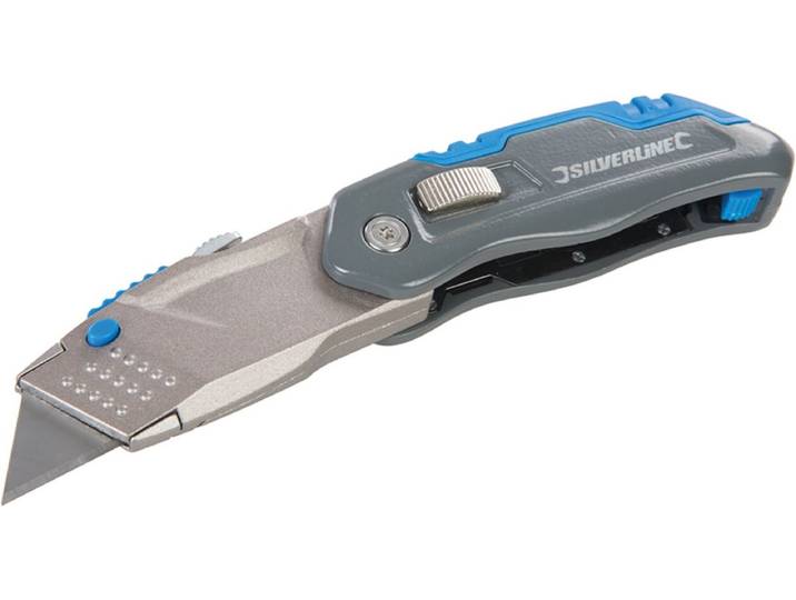 Silverline Intrekbaar vouwmes - ergonomisch - snelwisselmechanisme - 165 mm - interne opslag