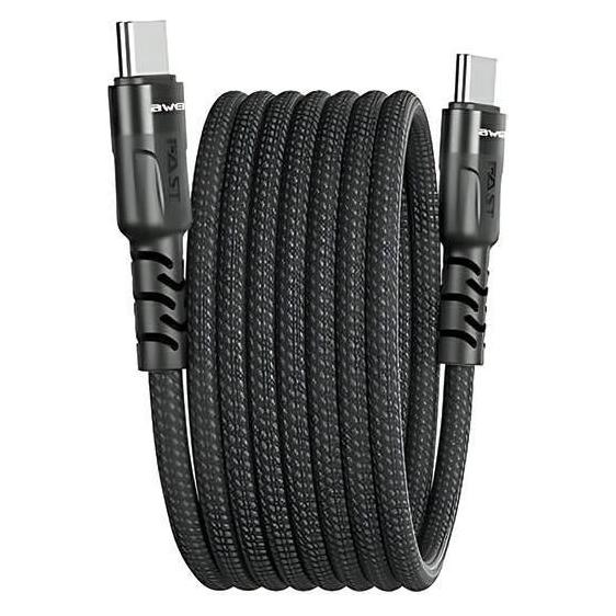 Awei kabel CL-166T USB-C na USB-C magnetyczny czarny/black (1 m, 60 W) (CL-166T)