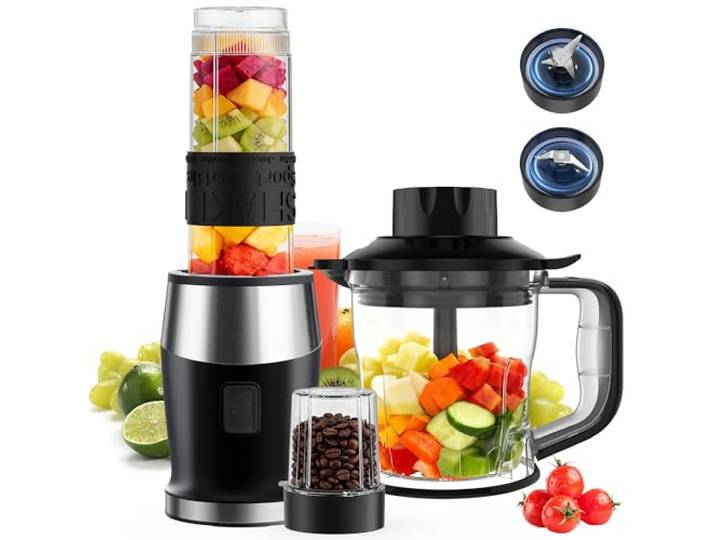 Smoothie-Mixer, 700W Smoothie-Blender, Tragbarer Lebensmittel-Hacker und -Schleifer, 570ml BPA-freier Behälter, 300ml Mahlbecher, 1200ml Krug, Küchenprozessor-Blender (TB18SM)