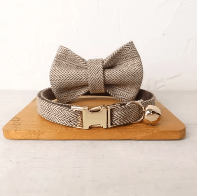Inspire Curations DapperPaws Personalized Bow Tie Pet Collar brown Bow Tie s