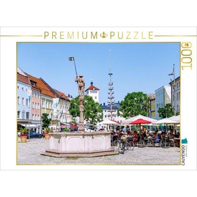 CALVENDO Puzzle Stadtplatz mit Lindlbrunnen in Traunstein | 1000 Teile Lege-Größe 64x48cm Foto-Puzzle für glückliche Stunden