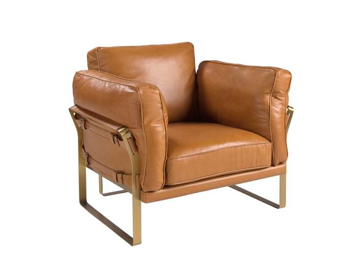Fauteuil en cuir camel
