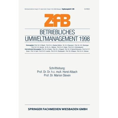 Betriebliches Umweltmanagement 1998, Taschenbuch von , Betriebswirtschaftlicher Verlag Gabler, 978-3-409-13956-4