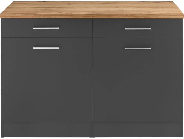 Unterschrank KOCHSTATION KS-Kehl , grau, B:120cm H:85cm T:60cm, MDF, Schränke, Unterschrank, Breite 120 cm