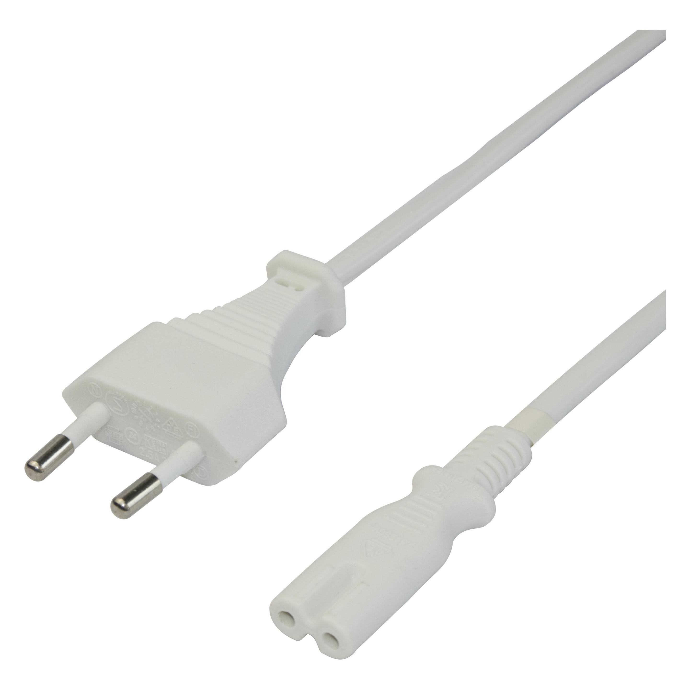 Deltaco Power cable CEE 7/16 - C7, 1.5m - White (1.50 m) (1902293)