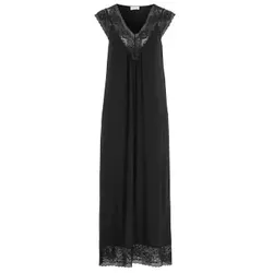 Damella Long Viscose Plain Sleeveless Nightdress Schwarz Viskose Medium Damen