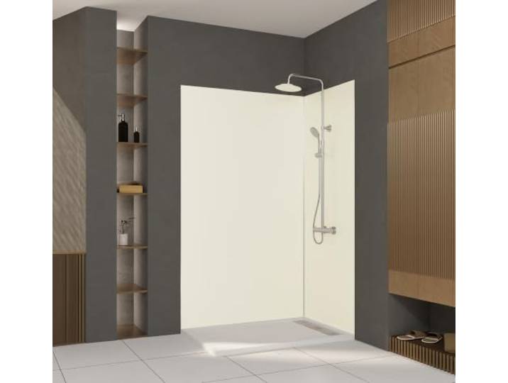 Marwell Urbanox Wandpaneel - fugenlose Aluverbundplatte als Duschrückwand & Küchenrückwand (Ivory, 120 x 210 cm ohne Profil)