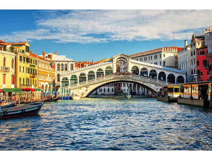 Fototapete PAPERMOON Grand Canal and Rialto bridge , bunt, B:3,5m L:2,6m, Vlies, Tapeten, Fototapete