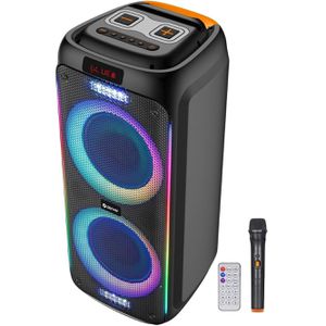 Denver Bluetooth-Lautsprecher TSP-456, schwarz, Party-Lautsprecher, mit RGB-Beleuchtung, 3h Akkulaufzeit, 60 W