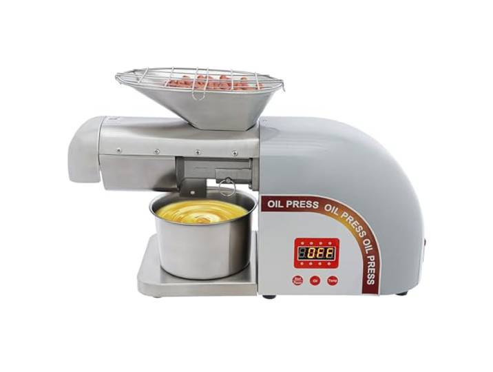 1800W ölpresse, 0-300°C Temperatur Einstellbar, 5kg/h Arbeitsgeschwindigkeit, Mit ölkanister Und Sieb, Für Erdnüsse, Walnüsse, Sojabohnen, Sesam Und Vieles Mehr(silbern)