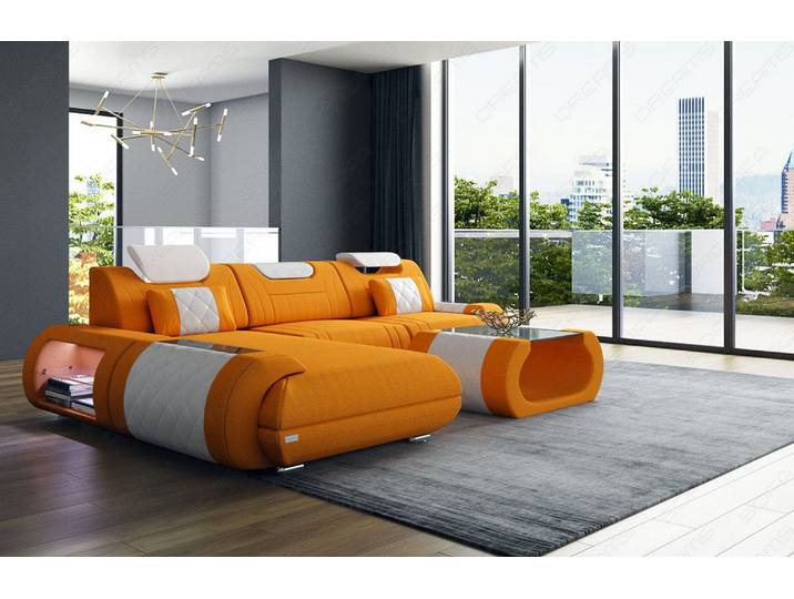 Couch Rimini L-Form in Stoff