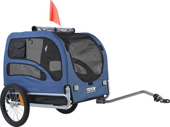 VEVOR Hundeanhänger Fahrradanhänger, Kohlenstoffstahl + 600D Oxford-Gewebe + PP Faltbar 1,44 x 0,73 x 0,85 m Faltmaß, Blau, Maximale Tragkraft 45 kg