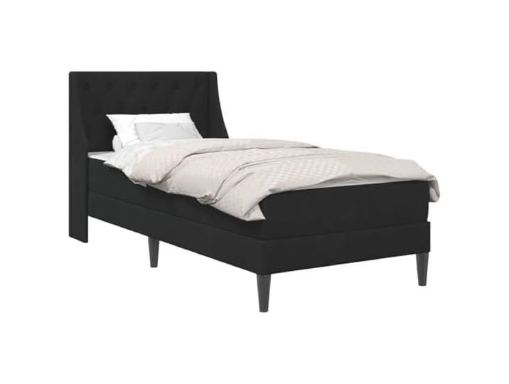 TUERYAFEK Samtbett 100x200 cm Schwarz Mit Matratze Fester Lattenrost, Fleckenresistenter Samt, Kunststoffbeine, Leichte Reinigung