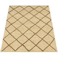 KADIMA DESIGN Jute Teppich Rauten wendbar schmutzabweisend Creme Rechteckig 120x170 | 100% Jute, Rücken aus Jute | Florhöhe: 9 mm | nur Ausklopfbar