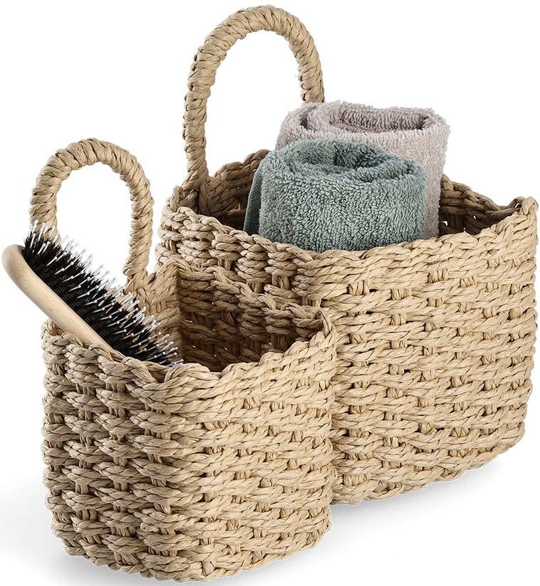 Aufbewahrungskorb ZELLER PRESENT, beige, B:15cm H:15cm T:15cm, Papiergeflecht, Aufbewahrungsboxen, Aufbewahrungskorb, mit Hängefunktion beige 2 Stk., B/H/T: 15cm x 15cm x 15cm