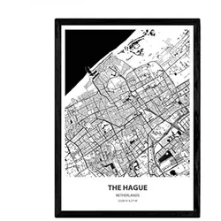 POSTER Karte Von Den Haag - Niederlande A3 Rahmenlos