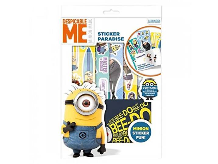 Despicable Me Minions Sticker Paradijs Met 4 Vellen Reuasable Stickers en Een Album