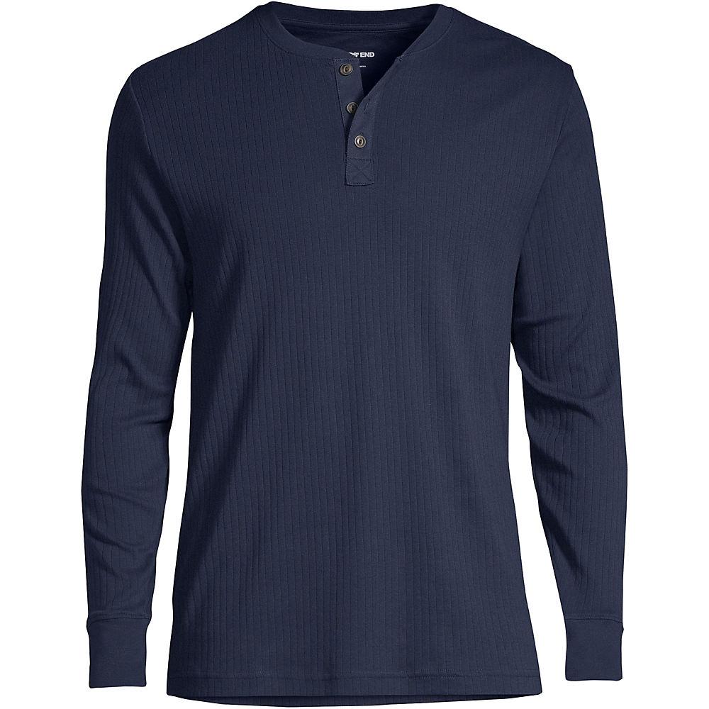 Henley-Schlafshirt für Herren, Herren, size: regular, Blau, Baumwolle, by Lands' End