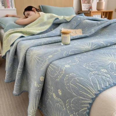 Uplift Picks 3 Layer Cotton Gauze Blanket Lightweight Pure Cotton Throw powder Blue 200x230cm 1 Pc