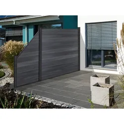 KAHRS Solid BPC-Zaunset schräg, Grau, 1,9x90/180x90 cm, ohne Pfosten