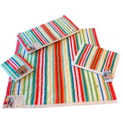 Waschhandschuh ROSS "Multicolor", rot, B:16cm L:22cm, Frottier, Baumwolle, Handtücher, mit Streifen und gesticktem ROSS-Emblem