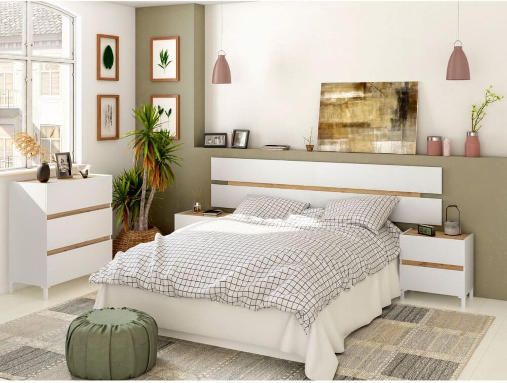 duehome Cómoda melamina blanco artik - roble nodi