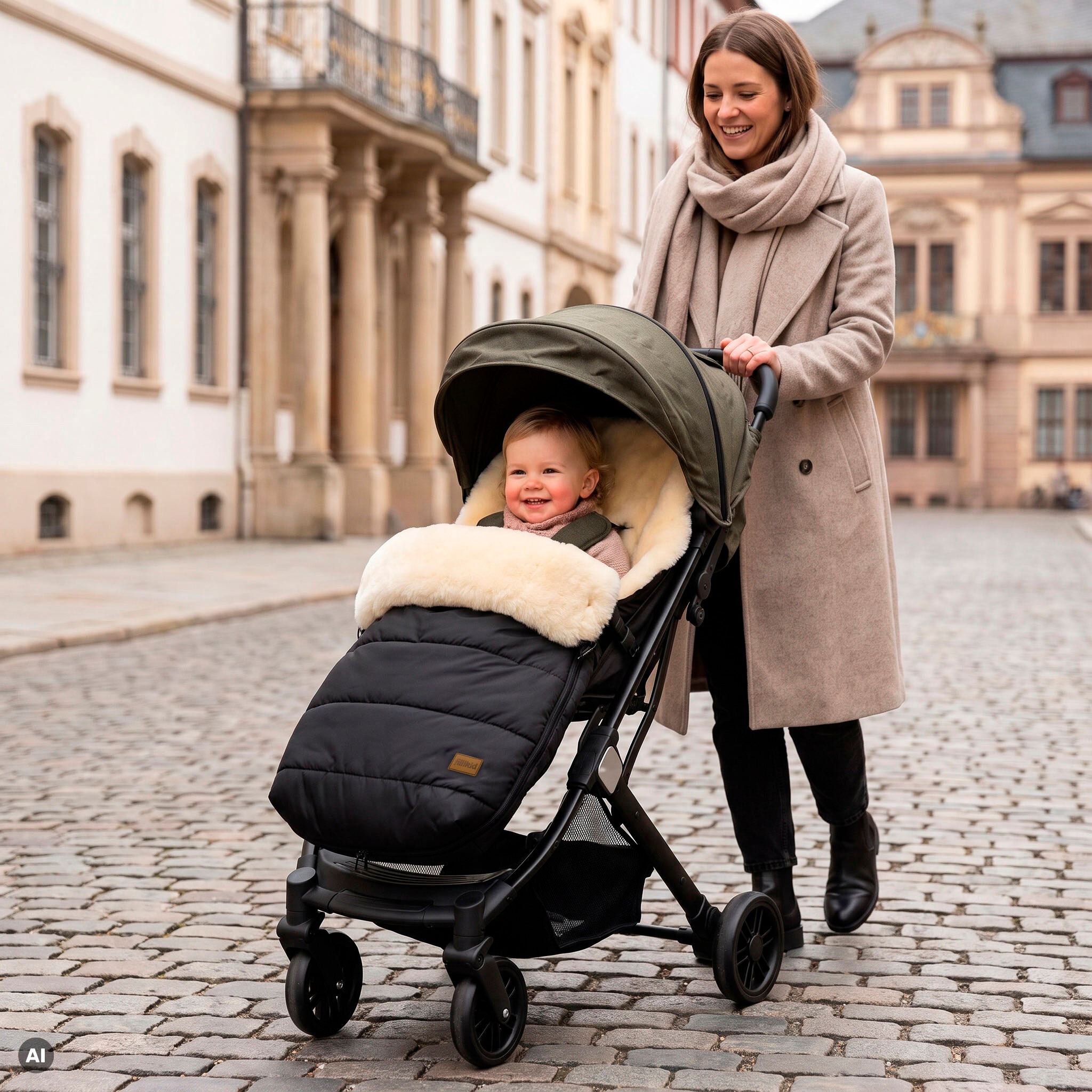 Fußsack FILLIKID "Lammfellfußsack Engadin", Baby, schwarz, Polyester, Fußsäcke Fußsack, Topseller