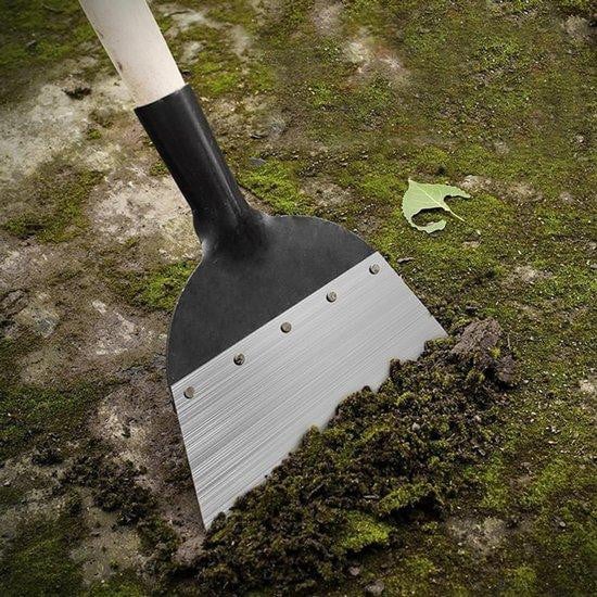 Ibenzoa Multifunctionele tuinschep en onkruidsteker van mangaanstaal met houten handgreep