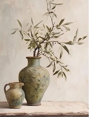 Uplift Essentials Retro Elegant Olive Tree And Lemon Canvas Poster Mediterranean Vase Wall Art For Living Room, Bedroom & Home Decor style 3 27.6 X 39.4 In (70x100cm)