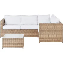 LOUNGE-SET 4-sitzer rechtsseitig PE Rattan Cremeweiß Avola