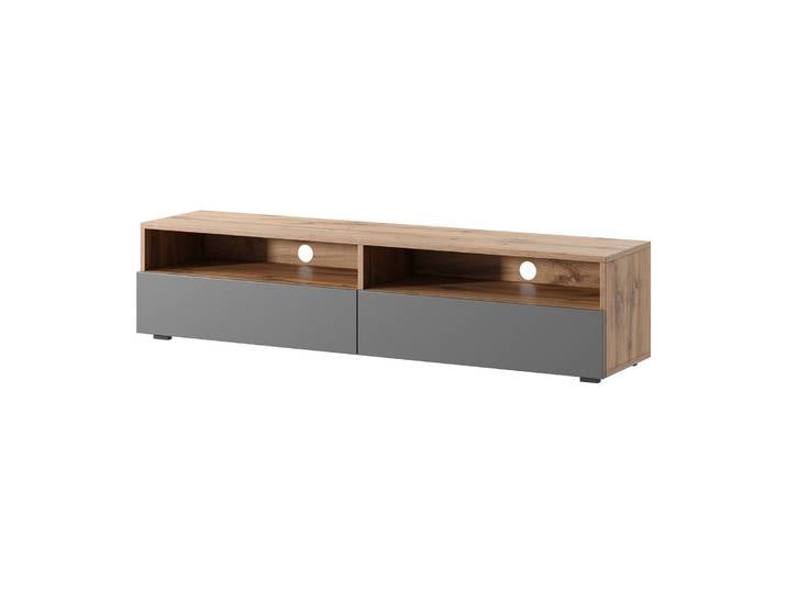 TV-Schrank mit zwei Schubladen Rednaw 140 cm Wotan-Eiche / Grauer