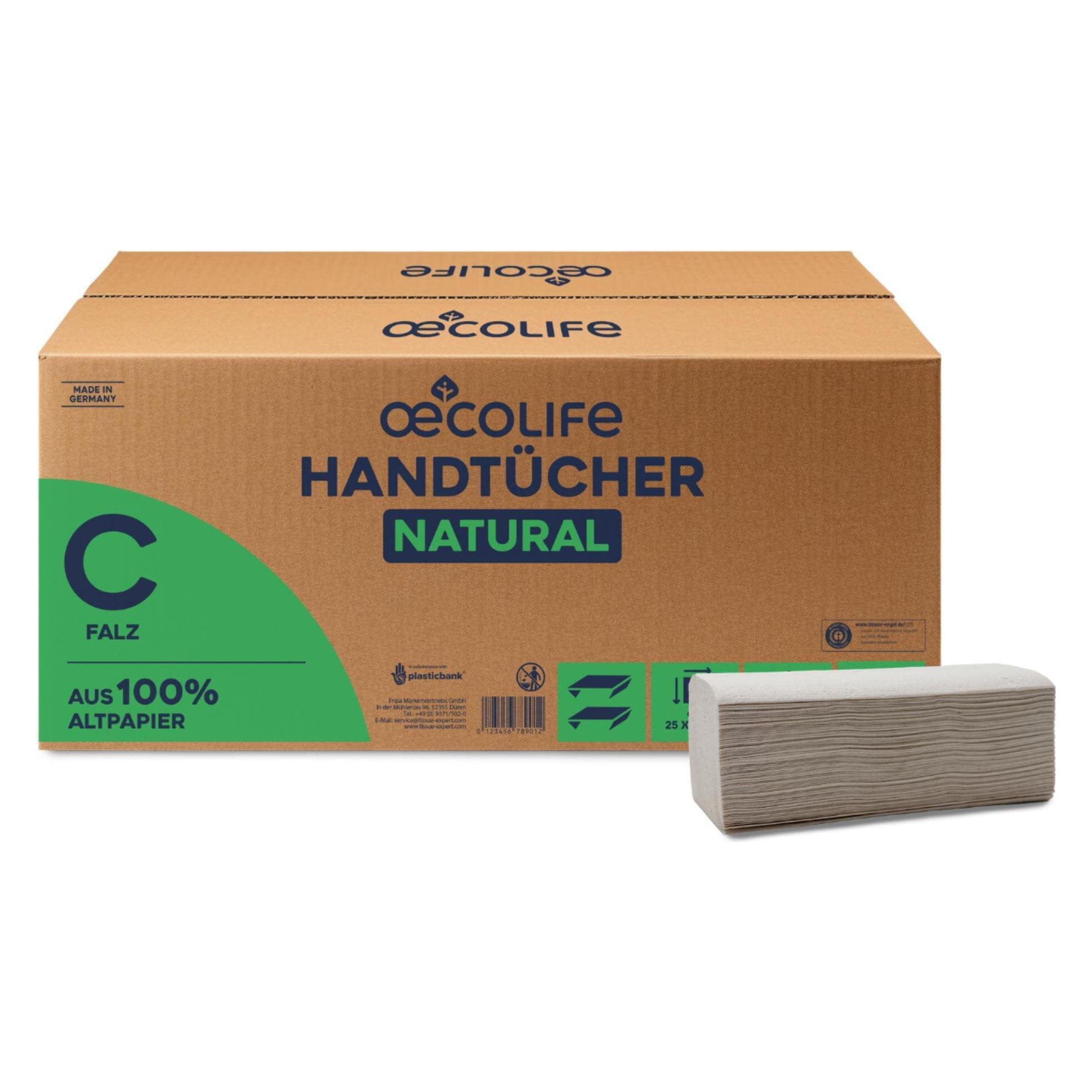Oecolife Papierhandtücher 4901201 NATURAL Lagen-Falzung 1-lagig 2.400 Tücher (1x) (4901201)
