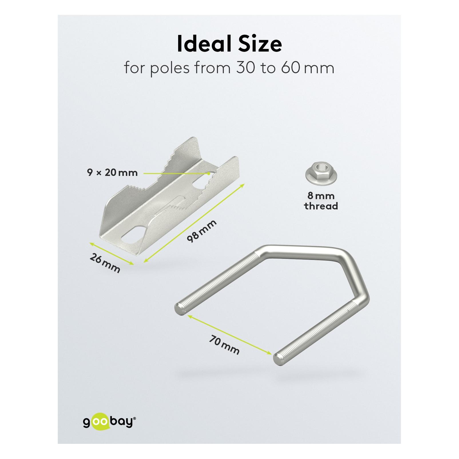 Goobay 2er-Set Zahnschellen U-Bügel für bis zu 60 mm Rohrdurchmesser (60504)