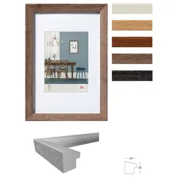 Walther Bilderrahmen Fiorito Holz mit Passepartout Normalglas / Floatglas / Dunk...