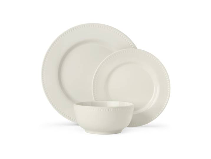 Service de table Cranborne 12 pièces en grès, crème