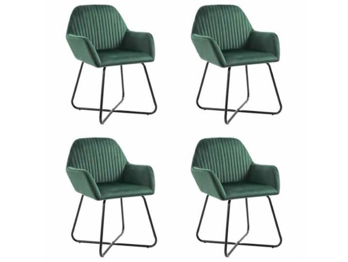 KTHLBRH 4er Set Esszimmerstühle Grün Samt mit Armlehnen und Stahlbeinen Weicher Samtbezug, ergonomische Form, stabile Stahlbeine, 110 kg Belastbarkeit, modernes Wohnaccessoire