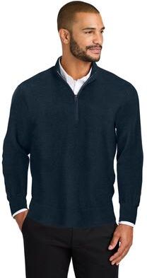 Port Authority SW2900 Easy Care 1/4-Zip Sweater in River Blue Navy size Small   Triblend
